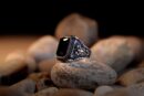 Obsidian Scorpion Statement Ring