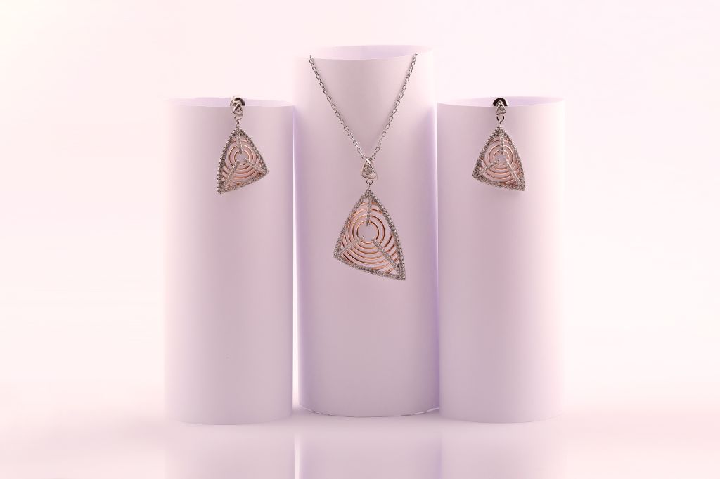 Geometric Concentric Triangle Jewelry Set