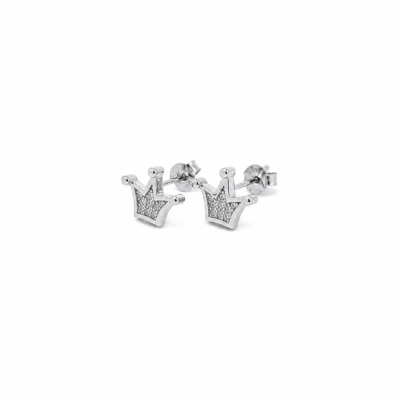 Cubic Zirconium Accented Crown Earrings