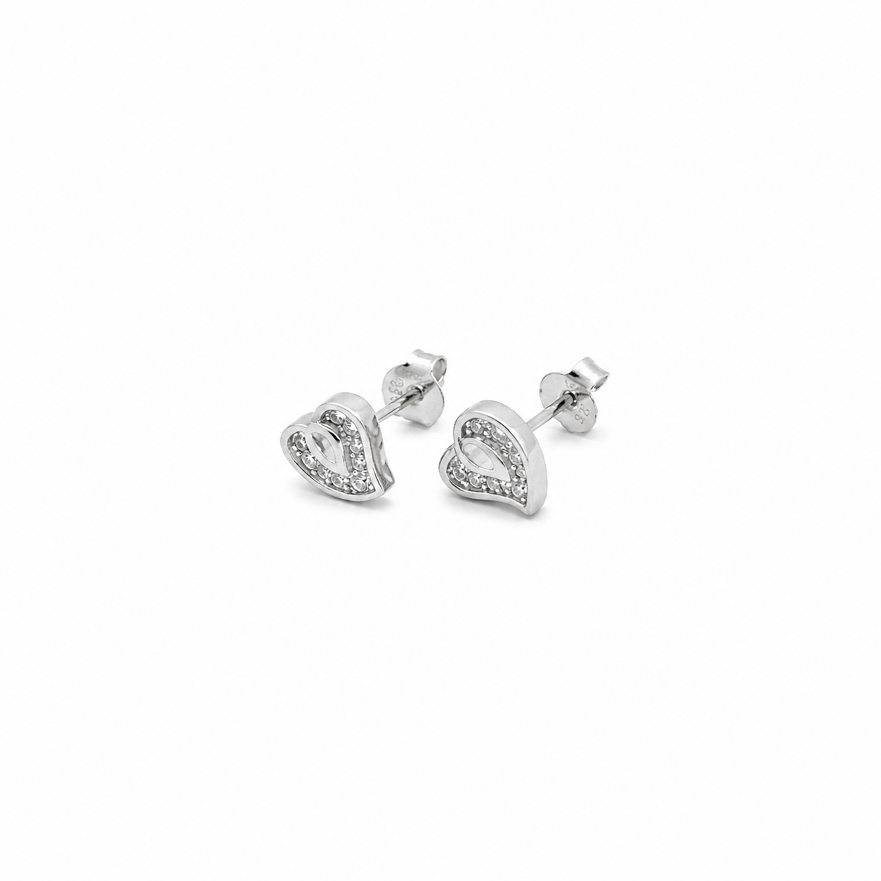Cubic Zirconium Accented Double Heart Earrings