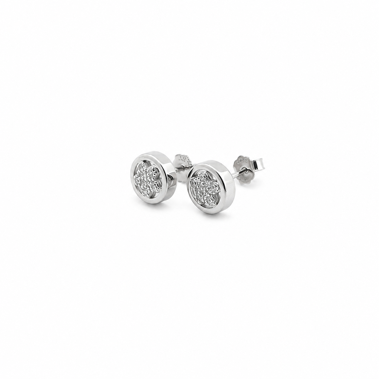 Dazzling Circular Pavé Stud Earrings
