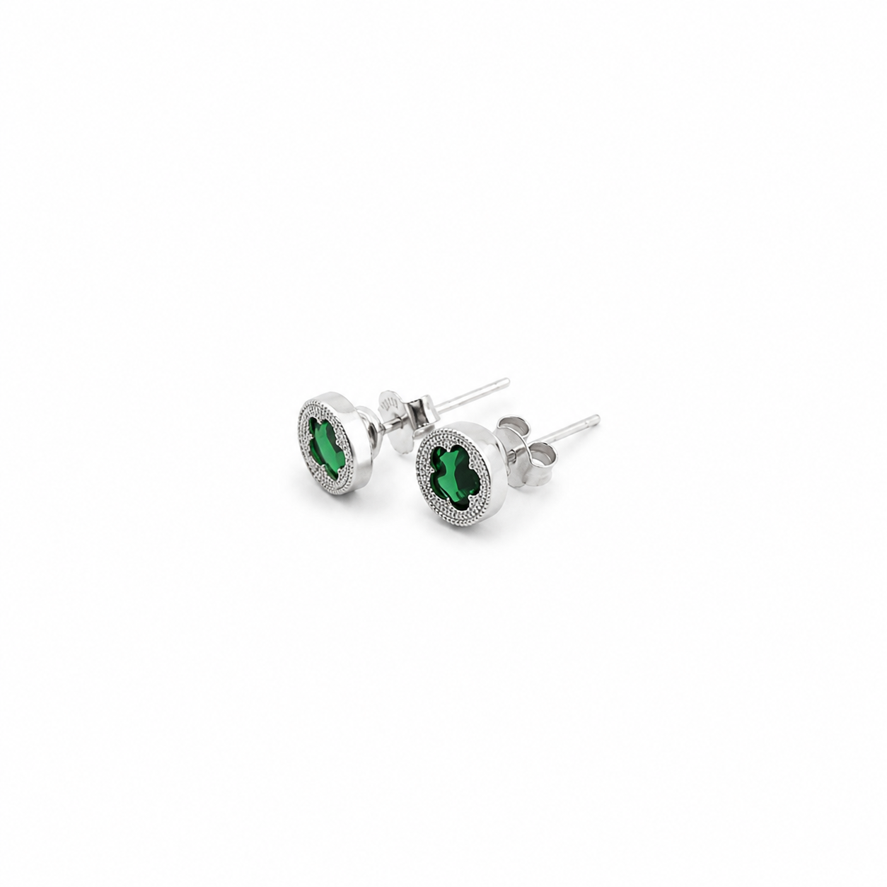 Emerald Clover Stud Earrings