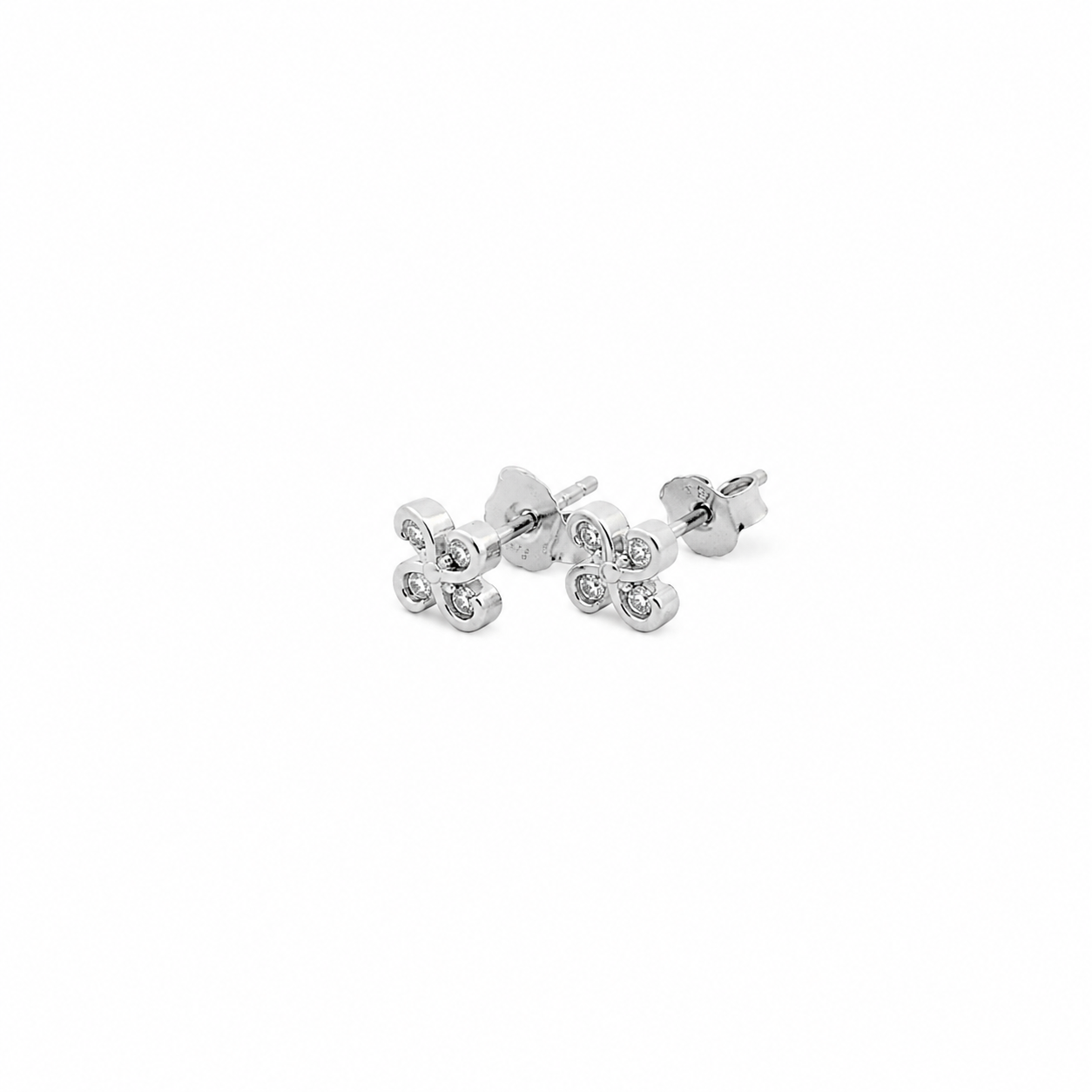 Floral Cubic Zirconium Stud Earrings