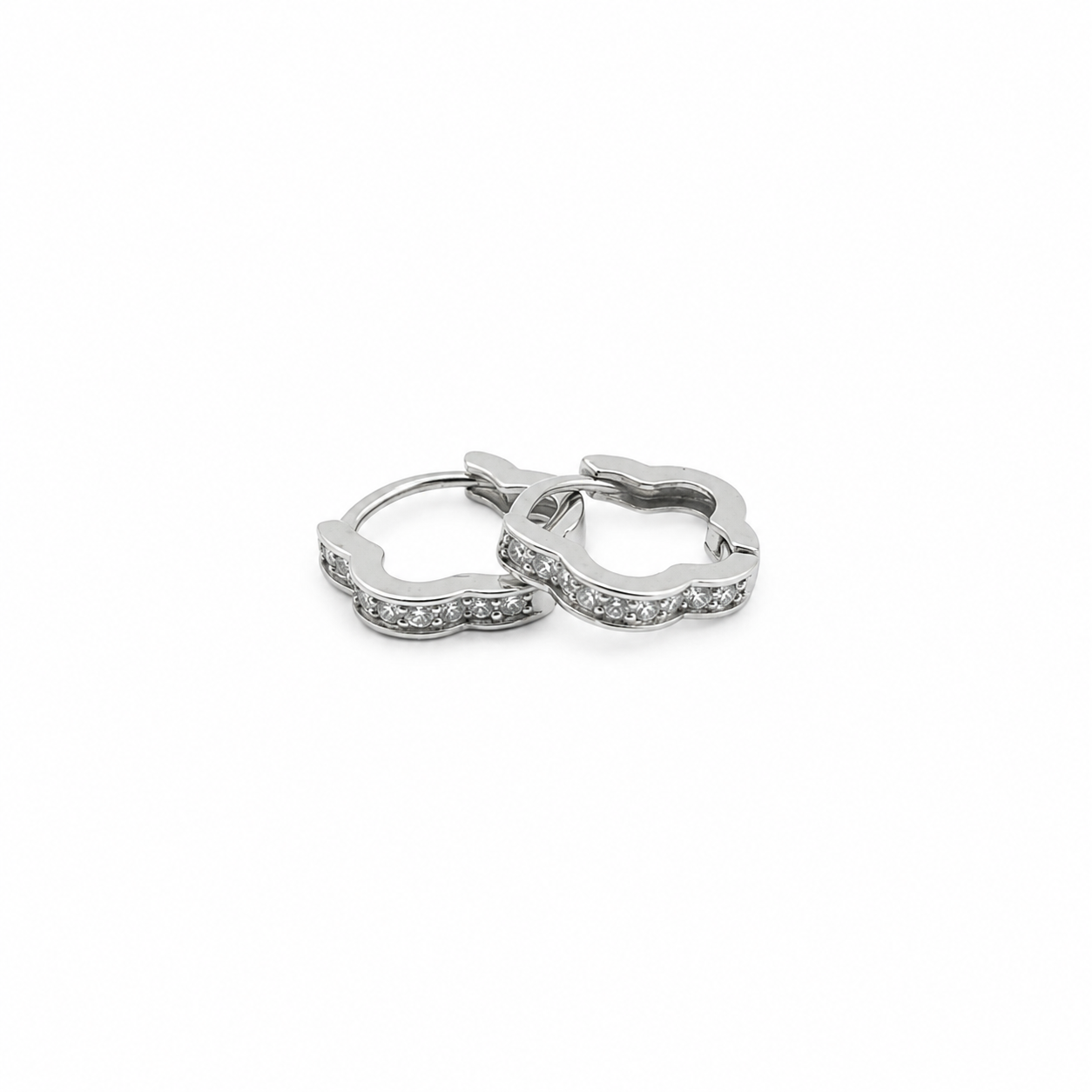 Flower-Shaped Cubic Zirconia Hoop Earrings