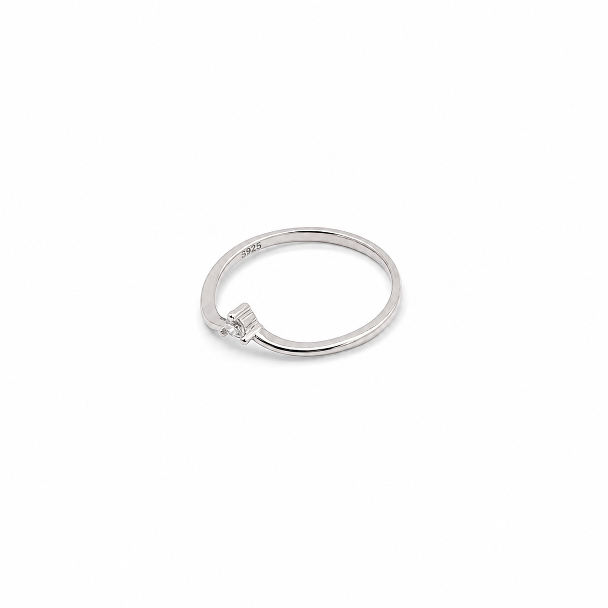 Minimalist Center Stone Silver Ring