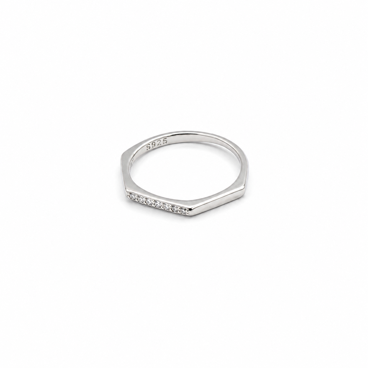 Minimalist Geometric Bar Zirconia Ring