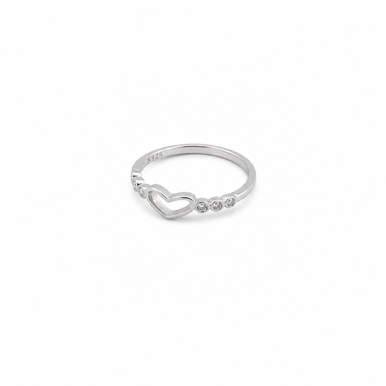 Open Heart Bezel-Set Zirconia Ring