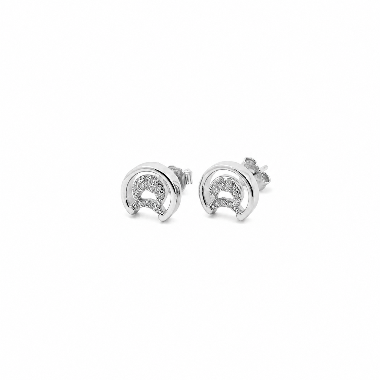 Semi Spherical Cubic Zirconium Earrings