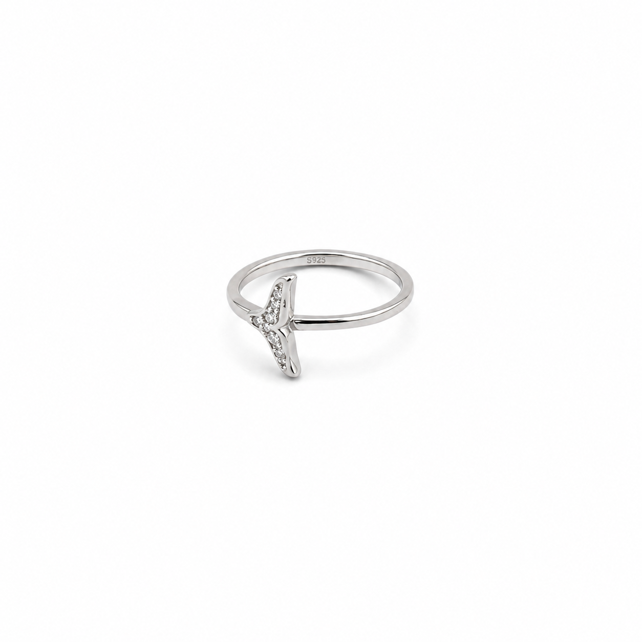 Silver Pavé Whale Tail Ring