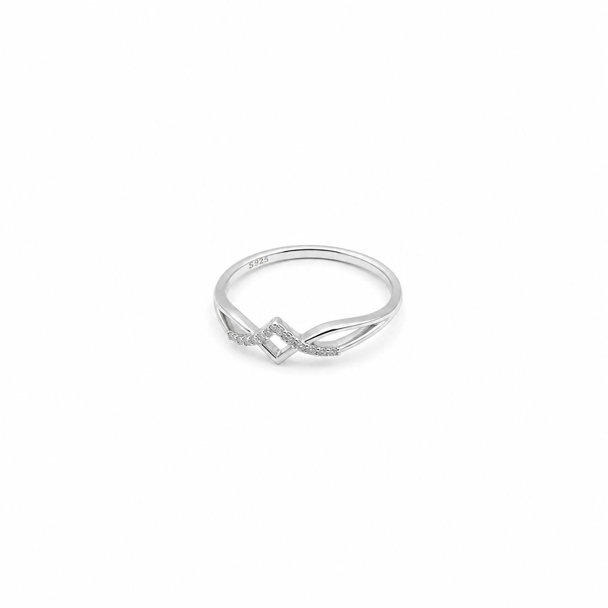 Silver geometric infinity ring