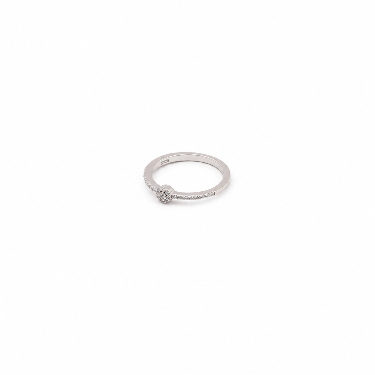 Zirconium Studded Silver Ring